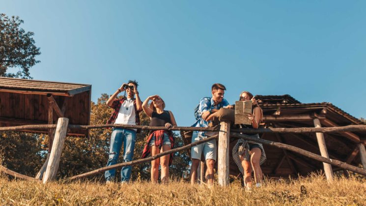 friends on hike at lookout.